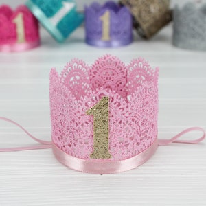 First Birthday Princess Crown Headband to celebrate your baby girl's 1st birthday