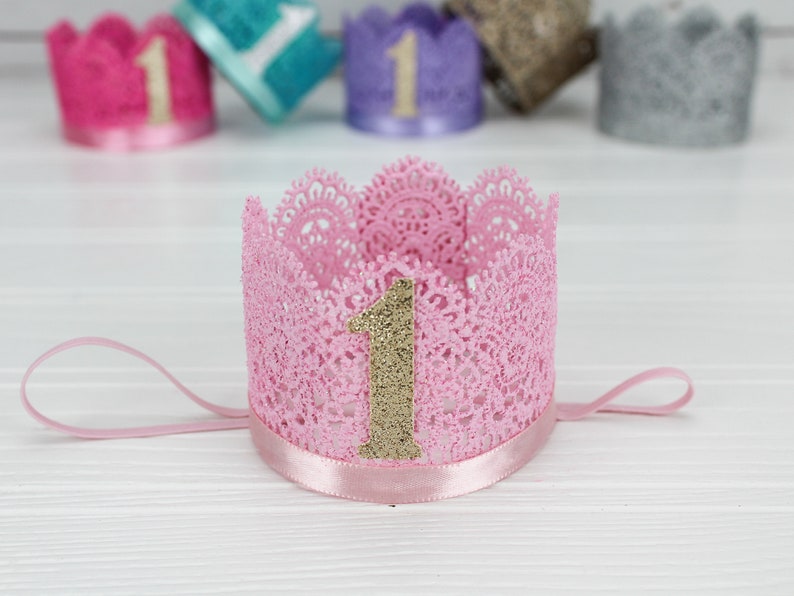 First Birthday Princess Crown Headband to celebrate your baby girl's 1st birthday