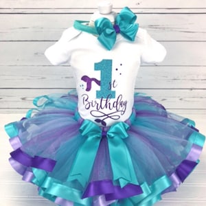 Mermaid 1st Birthday Outfit Girl 1st Birthday Gift Baby Girl First Birthday Dress First Birthday Gift Girl 1st Birthday Party Outfit Custom image 1