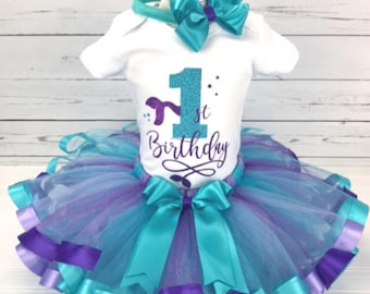 Mermaid 1st Birthday Outfit Girl 1st Birthday Gift Baby Girl First Birthday Dress First Birthday Gift Girl 1st Birthday Party Outfit Custom