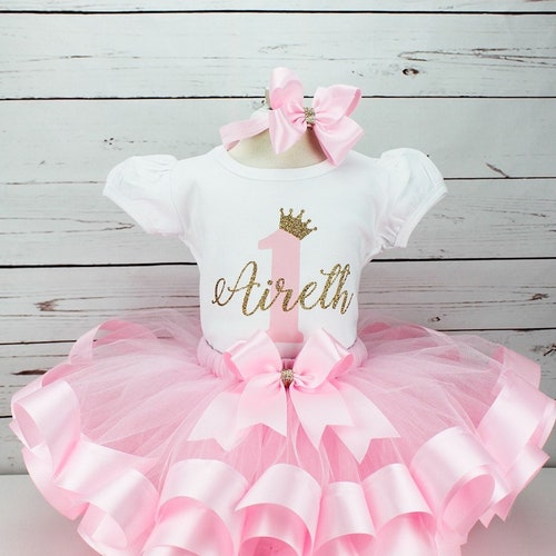 Princess 1st Birthday Outfit for Girl Baby Girl Pink and - Etsy