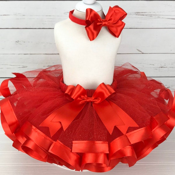 Red Tutu for Girl Tutu Skirt Red Tutu Skirt Birthday Ribbon Tutu Skirt Baby Christmas Tutu Baby Girl Tutu Toddler Girl Tutu Gift for Girl