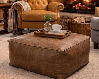 Beanbag Footstool in Genuine Italian Leather