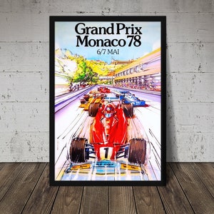 1978 FORMULA 1 MONACO Grand Prix Digital Download, Printable Art, Vintage Auto Racing Decor, Racecar Print, Racecar Poster image 1