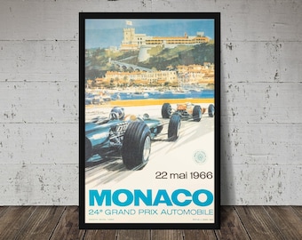 1966 FORMULA 1 MONACO Grand Prix - Digital Download, Printable Art, Vintage Auto Racing Decor, Racecar Print, Racecar Poster