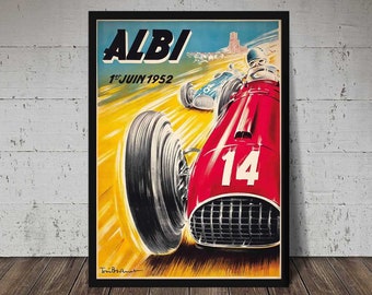 1952 FRENCH GRAND PRIX De'Albi - Vintage Auto Racing Poster - Digital Download, Printable Art, Vintage Auto Racing Decor, Racecar Print