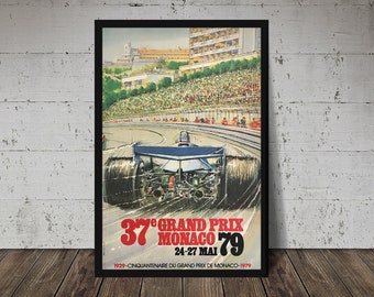 1979 FORMULA 1 MONACO Grand Prix - Digital Download, Printable Art, Vintage Auto Racing Decor, Racecar Print, Racecar Poster