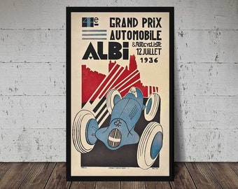 1936 FRENCH GRAND PRIX – Grand Prix Automobile Albi -  Digital Download, Printable Art, Vintage Auto Racing Decor, Racecar Print