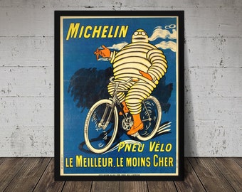 MICHELIN MAN vintage poster - Le Meilleur Le Moins Cher Michelin - Digital Download, Vintage Auto Racing Decor, Racecar Print