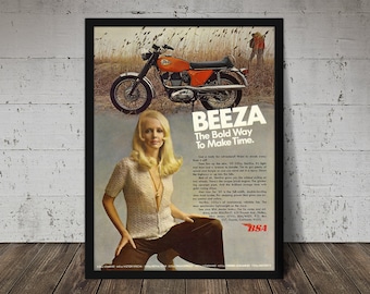 BSA Vintage Motorcycle Poster - Retro Wall Art/ Large Wall Art