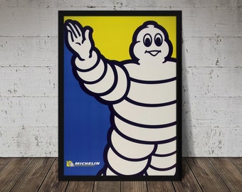 MICHELIN MAN vintage poster - Le Meilleur Le Moins Cher Michelin - Digital Download, Vintage Auto Racing Decor, Racecar Print