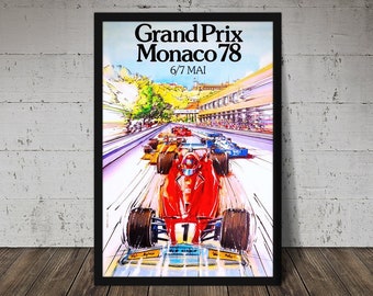1978 FORMULA 1 MONACO Grand Prix - Digital Download, Printable Art, Vintage Auto Racing Decor, Racecar Print, Racecar Poster