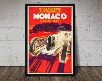 1930 FORMULA 1 MONACO Grand Prix - Digital Download, Printable Art, Vintage Auto Racing Decor, Racecar Print, Racecar Poster