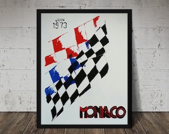 1973 FORMULA 1 MONACO Grand Prix - Digital Download, Printable Art, Vintage Auto Racing Decor, Racecar Print, Racecar Poster