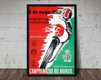 1962 Campeonato del Mundo de Motociclismo - 6 DE MAYO -  Grand Prix Motorcycle Racing, Vintage Motorcycle Poster