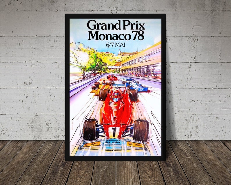 1978 FORMULA 1 MONACO Grand Prix Digital Download, Printable Art, Vintage Auto Racing Decor, Racecar Print, Racecar Poster image 1