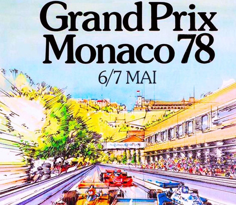 1978 FORMULA 1 MONACO Grand Prix Digital Download, Printable Art, Vintage Auto Racing Decor, Racecar Print, Racecar Poster image 3