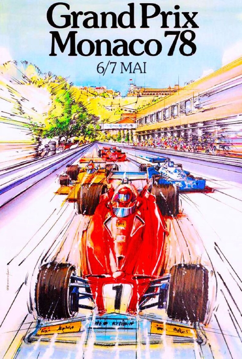 1978 FORMULA 1 MONACO Grand Prix Digital Download, Printable Art, Vintage Auto Racing Decor, Racecar Print, Racecar Poster image 2