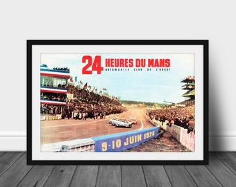 1973  24 HEURES DU MANS - Vintage Auto Racing Poster - Digital Download, Printable Art, Vintage Auto Racing Decor, Racecar Print