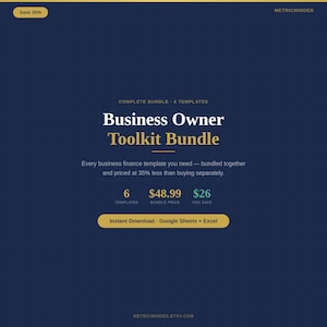 Business Owner Toolkit-bundel | 6 sjablonen | P&L, CRM, prijzen en meer