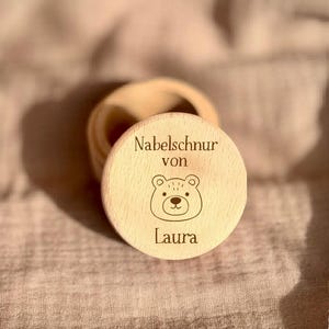 Nabelschnur Dose personalisiert aus Buche | Erinnerung Baby Geburt | Nabelschnur Box Holz mit Gravur | Baby Andenken | Geschenk zur Geburt