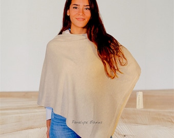 Cashmere Blend Poncho Wrap - Merino Wool Poncho - Soft Travel Shawl - Lightweight Warm Cape - Gift for women - One size - Made in Italy