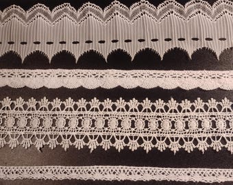 Cinco yardas de encaje vintage y encaje de ganchillo