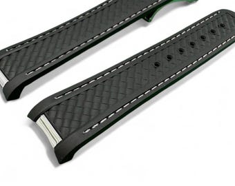 20mm Seamaster Aqua Terra Black Rubber Watch Strap for OMEGA, Stainless Steel Clasp