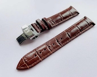 Tissot Brown Leather Watch Strap with Stainless Steel Clasp (18mm/19mm/20mm) fast shipping