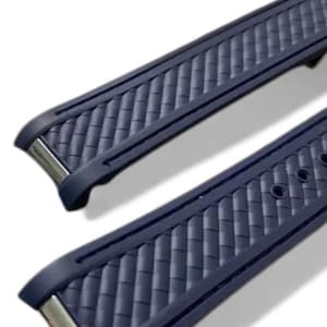 20mm Seamaster Aqua Terra Blue/White Rubber Watch Strap, Stainless Steel Clasp Fast Shipping image 1