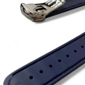 20mm Seamaster Aqua Terra Blue/White Rubber Watch Strap, Stainless Steel Clasp Fast Shipping image 3