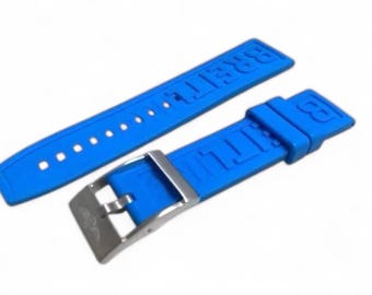 Breitling 22mm/24mm Sky Blue Rubber Watch Strap with Stainless Steel Buckle Fast shipping