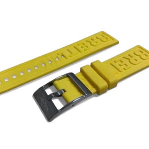 Pasek do zegarka Breitling Yellow z gumy 22 mm/24 mm ze sprzączką ze stali nierdzewnej, szybka wysyłka zdjęcie 2