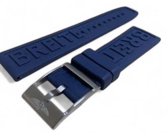 Pasek do zegarka Breitling Dark Blue Rubber 22 mm/24 mm, klamra ze stali nierdzewnej Szybka wysyłka