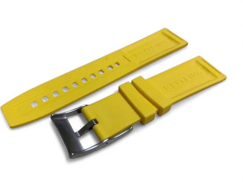 Pasek do zegarka Breitling Yellow z gumy 22 mm/24 mm ze sprzączką ze stali nierdzewnej, szybka wysyłka zdjęcie 4