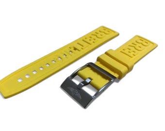 Correa de caucho amarillo Breitling de 22 mm/24 mm con hebilla de acero inoxidable. Envío rápido.
