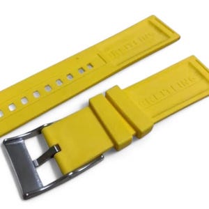 Pasek do zegarka Breitling Yellow z gumy 22 mm/24 mm ze sprzączką ze stali nierdzewnej, szybka wysyłka zdjęcie 3