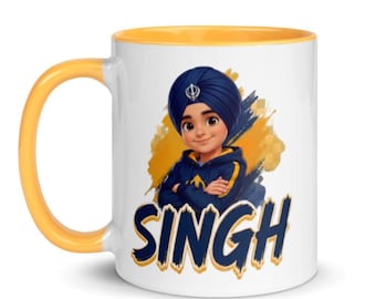Taza personalizada para niño sij – Taza de cerámica con diseño de turbante de guerrero Khalsa