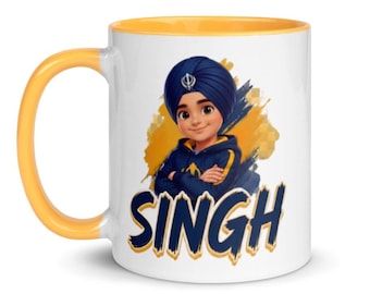 Taza personalizada para niño sij – Taza de cerámica con diseño de turbante de guerrero Khalsa