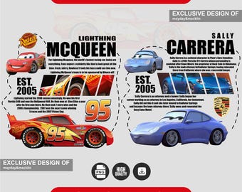 Lightning McQueen en Sally png, SVG-autoontwerpen voor koppels (directe download)