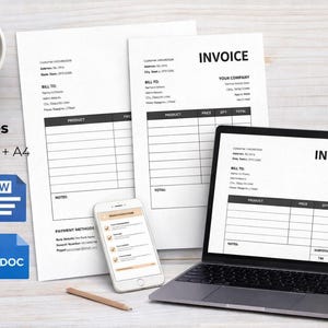 Minimalistisk fakturamall | Redigerbart Word, Google Dokument (US Letter, A4)