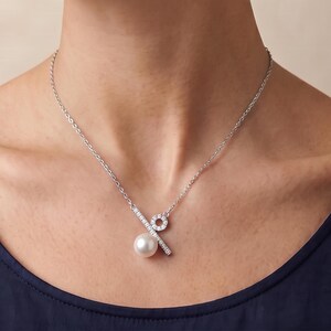 Zoetwaterparelketting, legering metalen percentagesymbool hanger, 7-8 mm ronde parel, cadeau wiskundeleraar, cadeau voor haar