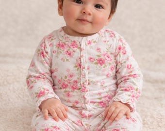 Little Me Floral Zip Footed Sleeper 3M Baby Girl Pajamas NWT Pink Floral