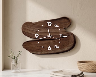 Driftwood Wall Clock, Rustic Wooden Coastal Decor for Living Room or Entryway, Handmade Statement Gift for Beach House Lovers and Cabin