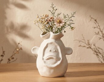 Abstract Animal Ceramic Vase Nordic Style Decorative Flower Pot Modern Living Room Art Decor Gift