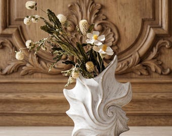 French Artistic Ceramic Vase Sculptural Spiral Design Vintage Home Decor Hydroponic Flower Vase