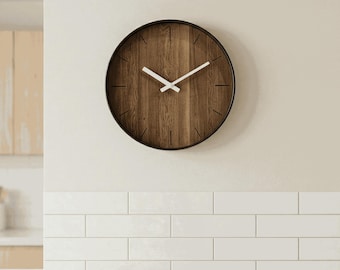 Minimalist Wooden Wall Clock, Modern Silent Non Ticking Clock, Natural Wood Decor, Scandinavian Style Home Accent Gift for Housewarming