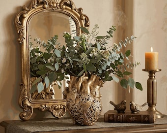 Anatomical Heart Vase Sculpture, Gothic Floral Vase, Resin Art Decor, Unique Gift for Her, Dark Academia Home Accent