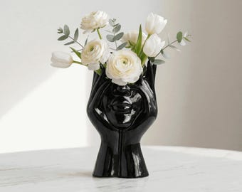 Abstract Face Vase Sculpture, Modern Art Ceramic Vase, Minimalist Home Decor Accent, Unique Gift for Her, Artistic Statement Piece