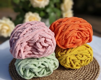 Chunky Chenille Yarn (5mm) – Soft Velvet Crochet for Amigurumi, DIY Dolls & Crafts - 32 Colors Available